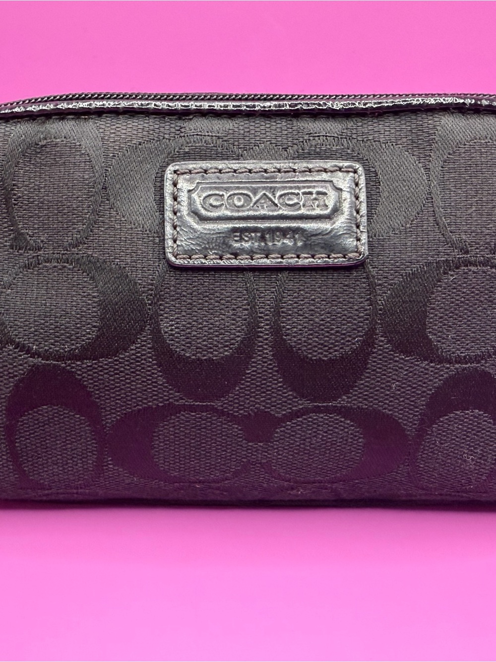 Coach NWOT Black Signature Jacquard Cosmetic Pouch Makeup